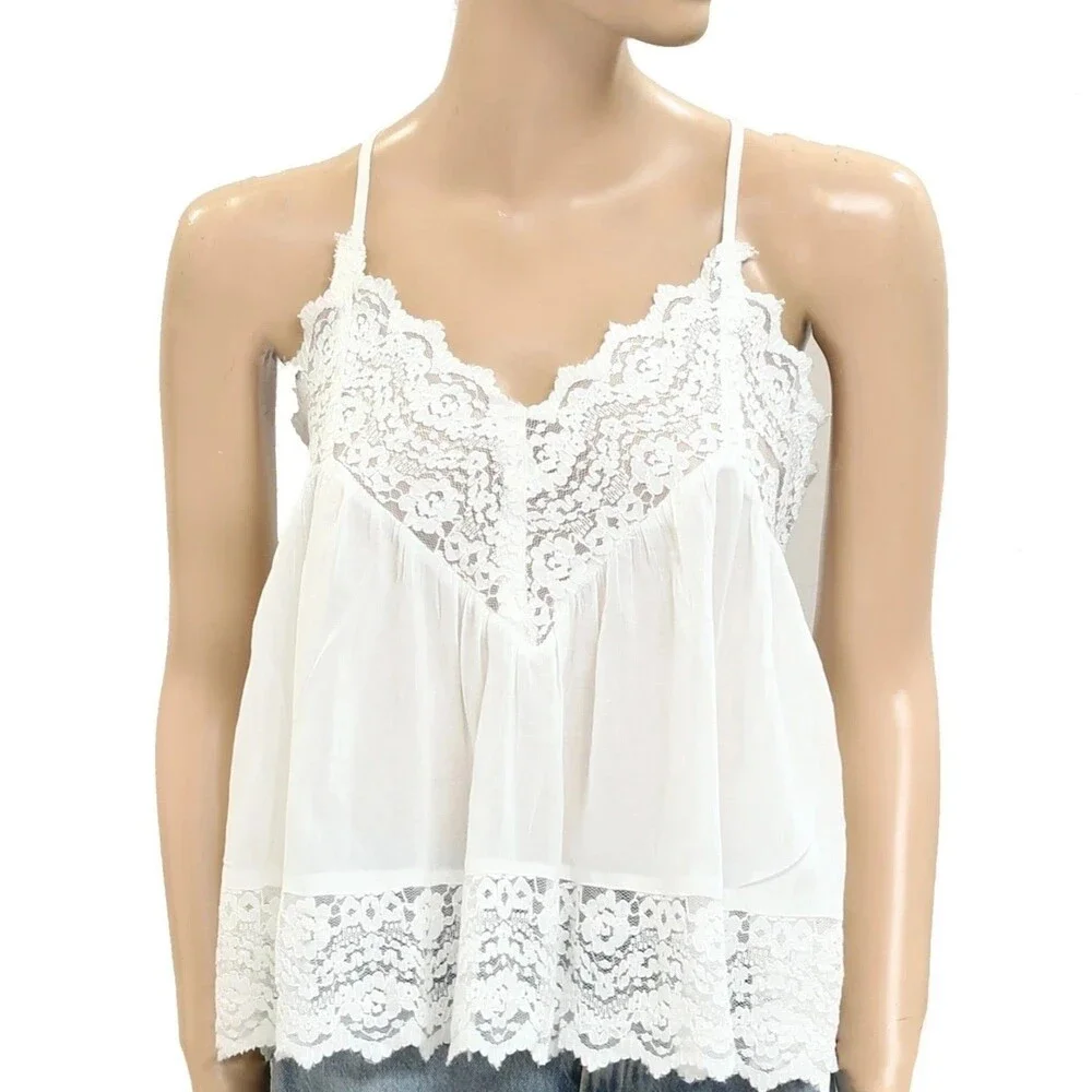 Intimately Free People Fiona Cami Blouse Top Tank Sleeveless Lace Slip M 288942